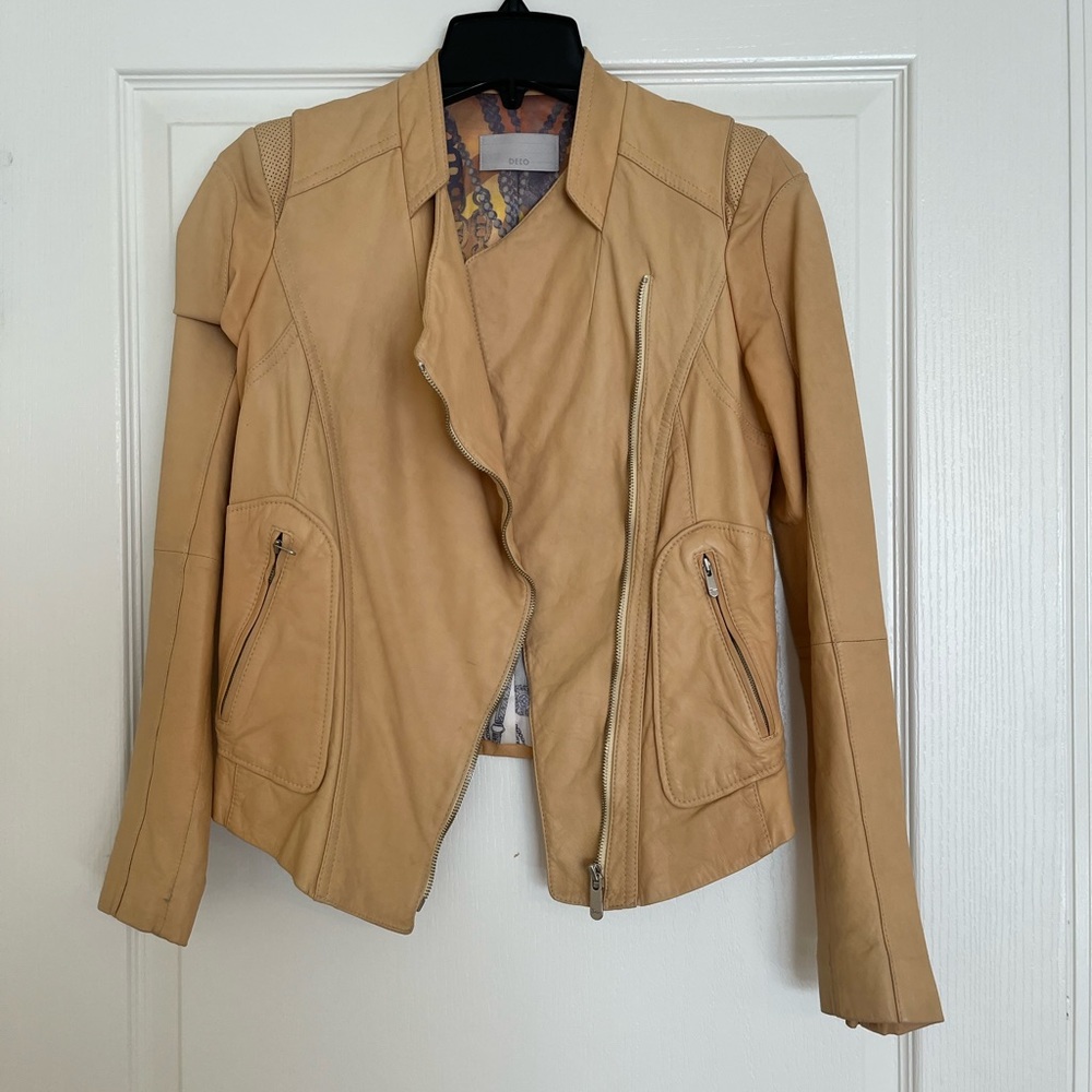 deco women leather rider jacket Size Small